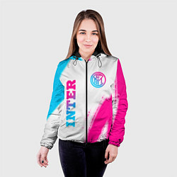 Куртка с капюшоном женская Inter neon gradient style вертикально, цвет: 3D-черный — фото 2