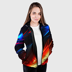 Куртка с капюшоном женская Geometry stripes neon steel, цвет: 3D-черный — фото 2