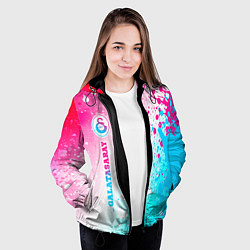 Куртка с капюшоном женская Galatasaray neon gradient style по-вертикали, цвет: 3D-черный — фото 2