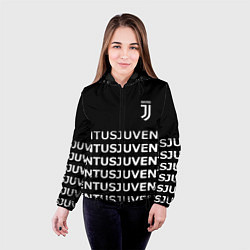 Куртка с капюшоном женская Juventus pattern fc club steel, цвет: 3D-черный — фото 2
