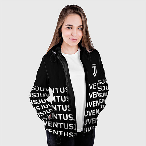 Женская куртка Juventus pattern fc club steel / 3D-Черный – фото 3