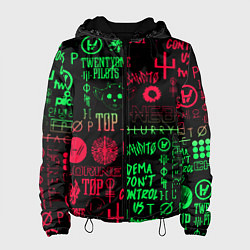 Куртка с капюшоном женская Twenty one pilots pattern rock steel, цвет: 3D-черный