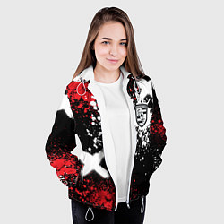 Куртка с капюшоном женская Логотип Порше на фоне граффити и брызг красок, цвет: 3D-белый — фото 2