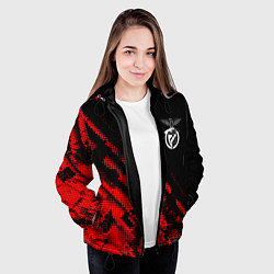 Куртка с капюшоном женская Benfica sport grunge, цвет: 3D-черный — фото 2