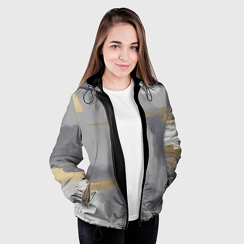 Женская куртка Серо золотая абстракция / 3D-Черный – фото 3