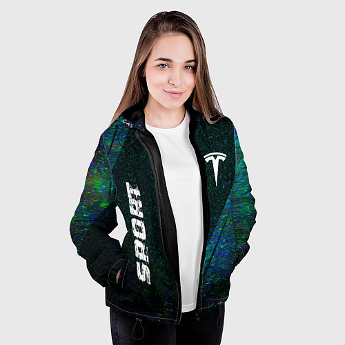 Женская куртка Tesla sport glitch blue / 3D-Черный – фото 3