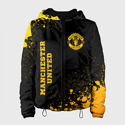 Куртка с капюшоном женская Manchester United - gold gradient вертикально, цвет: 3D-черный