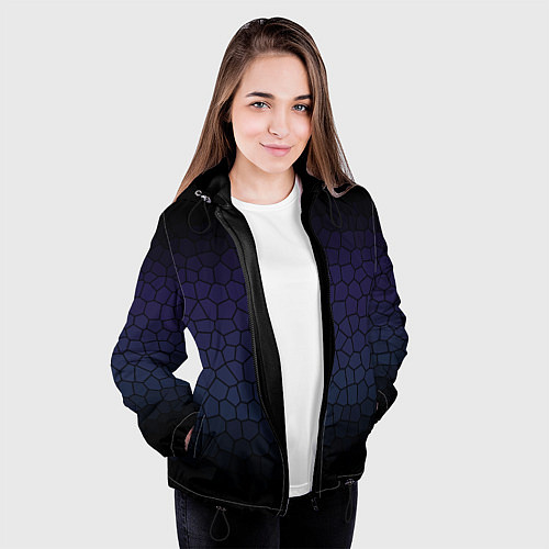 Женская куртка Чёрно-фиолетовый мозаика крупная / 3D-Черный – фото 3