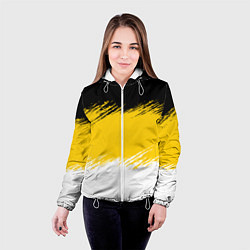 Куртка с капюшоном женская Имперский флаг России штриховка, цвет: 3D-белый — фото 2