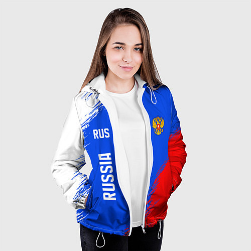 Женская куртка Триколор и герб России / 3D-Белый – фото 3