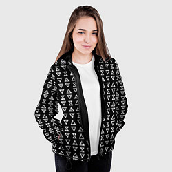 Куртка с капюшоном женская Ведьмачьи знаки паттерн, цвет: 3D-черный — фото 2