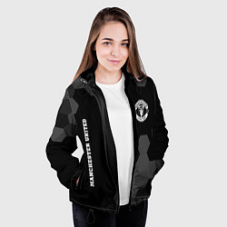 Куртка с капюшоном женская Manchester United sport на темном фоне вертикально, цвет: 3D-черный — фото 2