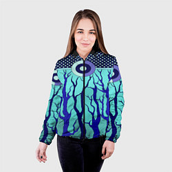 Куртка с капюшоном женская Turquoise abstraction, цвет: 3D-черный — фото 2