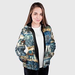 Куртка с капюшоном женская Пэчворк из Тайланда, цвет: 3D-черный — фото 2