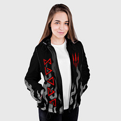 Куртка с капюшоном женская Ведьмак- языки пламени, цвет: 3D-черный — фото 2