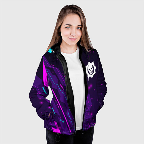 Женская куртка Gears of War neon gaming / 3D-Черный – фото 3