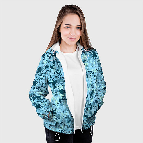 Женская куртка Абстракция бирюзовый / 3D-Белый – фото 3