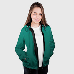 Куртка с капюшоном женская Градиент нефритовый зелёный, цвет: 3D-черный — фото 2