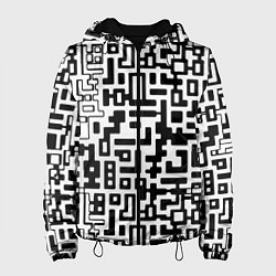 Куртка с капюшоном женская Чёрно-белая глитч инфекция, цвет: 3D-черный