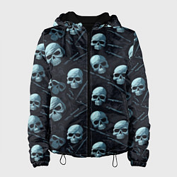 Куртка с капюшоном женская Черепа с ножами, цвет: 3D-черный