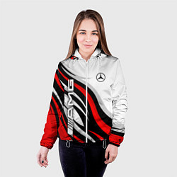 Куртка с капюшоном женская Mercedes benz AMG - белый с красным, цвет: 3D-белый — фото 2