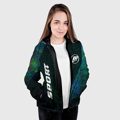 Женская куртка Lifan sport glitch blue / 3D-Черный – фото 3