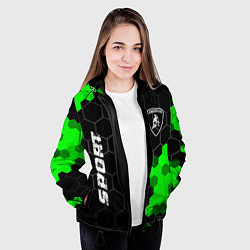 Куртка с капюшоном женская Lamborghini green sport hexagon, цвет: 3D-черный — фото 2
