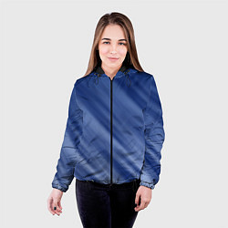 Куртка с капюшоном женская Белые полосы на синем фоне, цвет: 3D-черный — фото 2