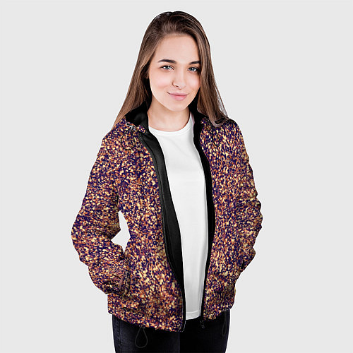 Женская куртка Драгоценный фиолетово-медный абстракция / 3D-Черный – фото 3