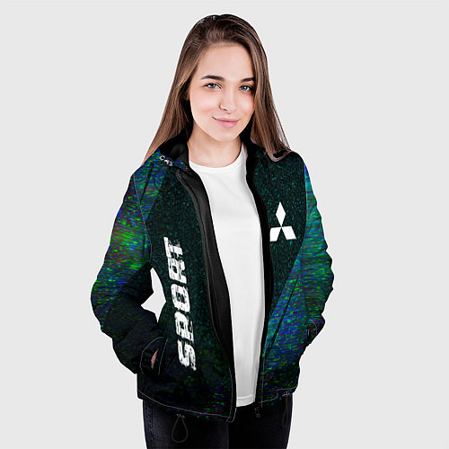 Женская куртка Mitsubishi sport glitch blue / 3D-Черный – фото 3