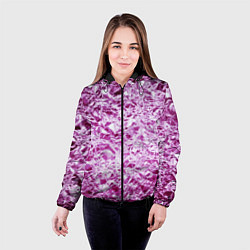 Куртка с капюшоном женская Сверкающая розовая фактура фольги, цвет: 3D-черный — фото 2