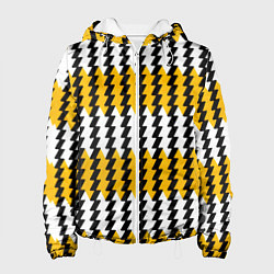 Куртка с капюшоном женская Вертикальные жёлто-белые полосы, цвет: 3D-белый