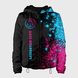 Куртка с капюшоном женская Leicester City - neon gradient по-вертикали, цвет: 3D-черный