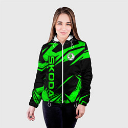 Куртка с капюшоном женская Skoda - green uniform, цвет: 3D-белый — фото 2