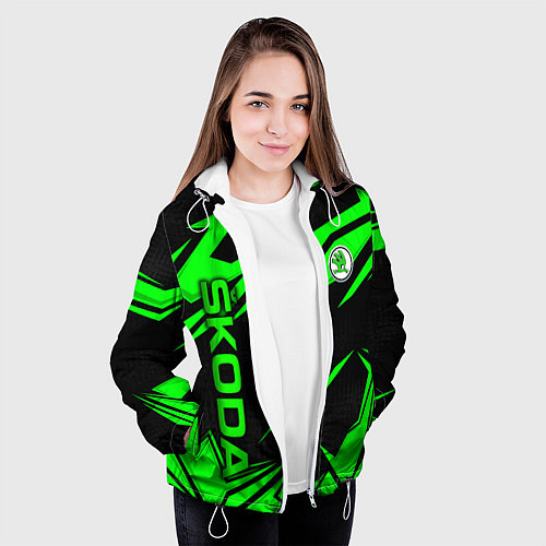 Женская куртка Skoda - green uniform / 3D-Белый – фото 3