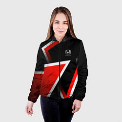 Куртка с капюшоном женская Honda - красные треугольники, цвет: 3D-черный — фото 2