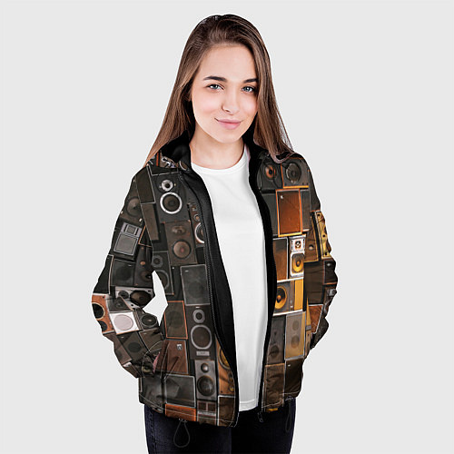 Женская куртка Винтажные колонки / 3D-Черный – фото 3