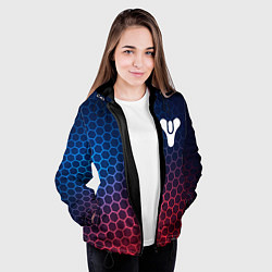 Куртка с капюшоном женская Destiny неоновые соты, цвет: 3D-черный — фото 2