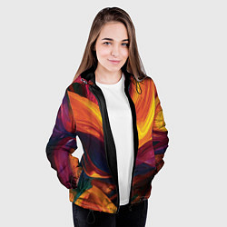Куртка с капюшоном женская Цветная абстракция colorful, цвет: 3D-черный — фото 2
