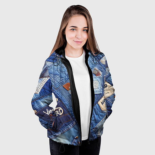 Женская куртка Vanguard jeans patchwork - ai art / 3D-Черный – фото 3