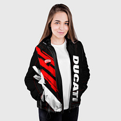 Куртка с капюшоном женская Ducati - красный технологический, цвет: 3D-черный — фото 2