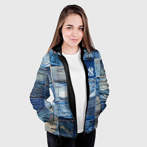 Женская куртка Patchwork - New York yankees baseball team / 3D-Черный – фото 3