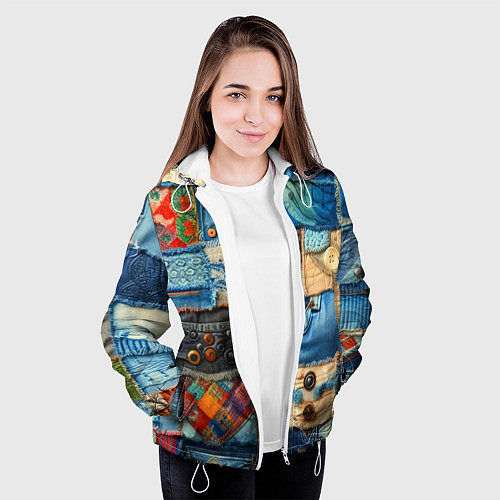 Женская куртка Vanguard denim patchwork - ai art / 3D-Белый – фото 3