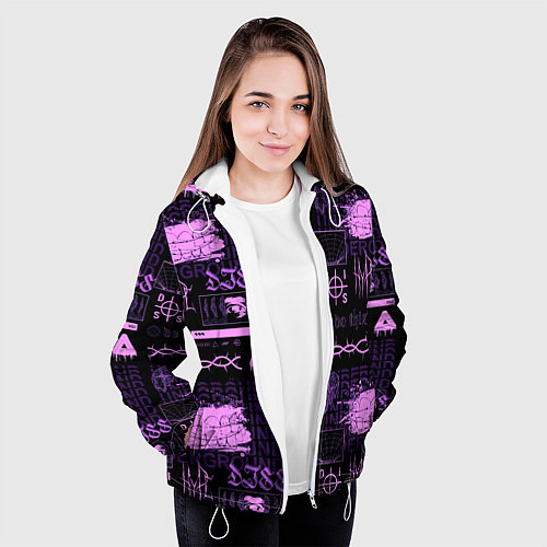 Женская куртка Underground pattern color / 3D-Белый – фото 3