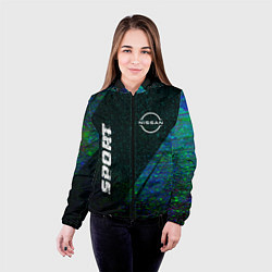 Куртка с капюшоном женская Nissan sport glitch blue, цвет: 3D-черный — фото 2