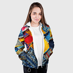 Куртка с капюшоном женская Colorful denim patchwork - ai art, цвет: 3D-белый — фото 2