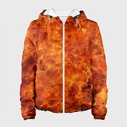 Куртка с капюшоном женская Пламя 8бит текстура, цвет: 3D-белый