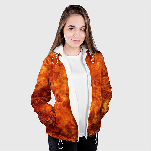 Женская куртка Пламя 8бит текстура / 3D-Белый – фото 3