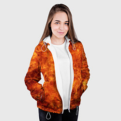 Куртка с капюшоном женская Пламя 8бит текстура, цвет: 3D-белый — фото 2