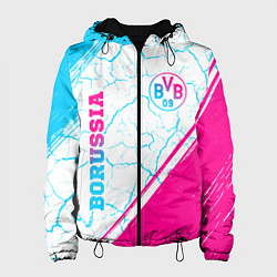 Куртка с капюшоном женская Borussia neon gradient style вертикально, цвет: 3D-черный